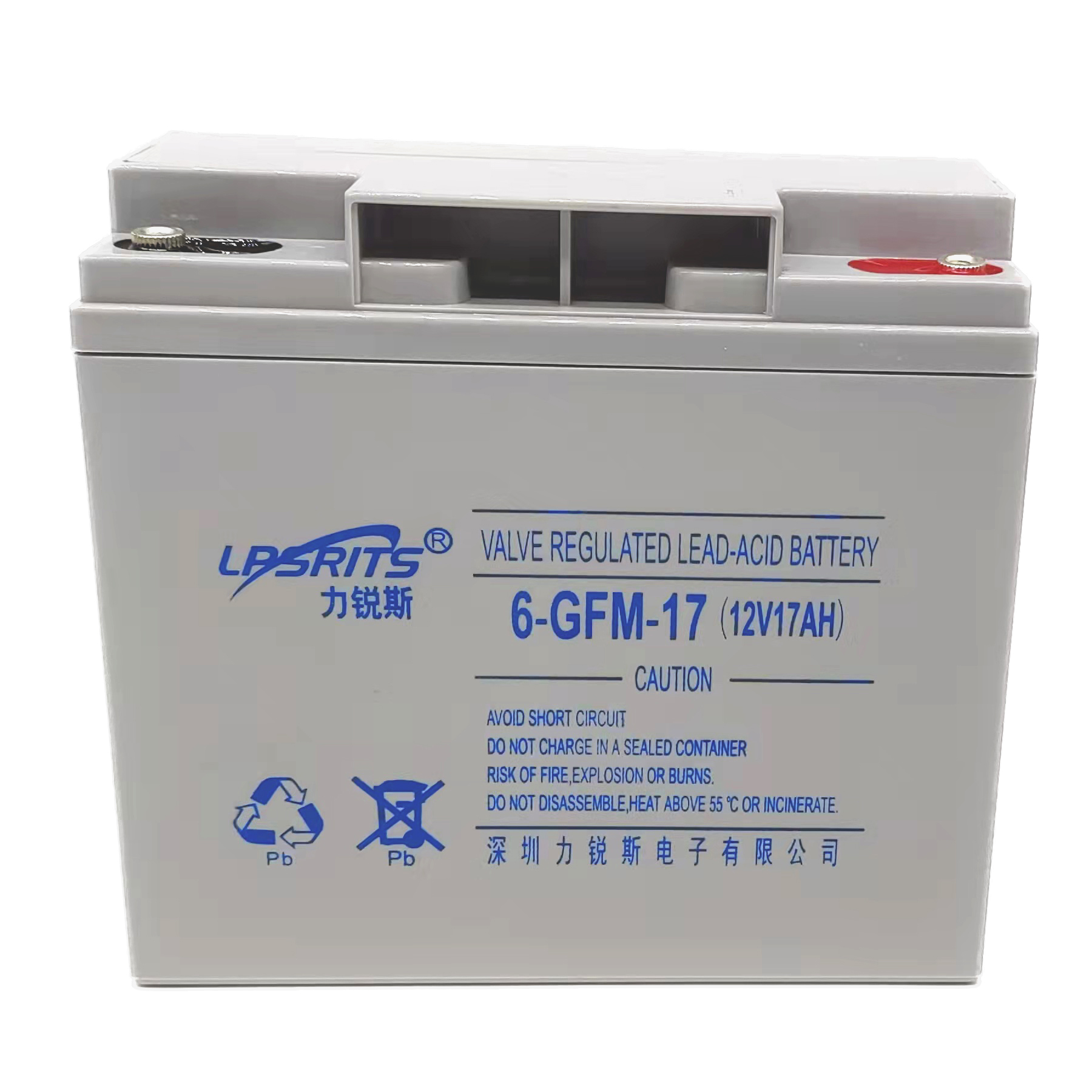 6-GFM-17Ah 12V17Ah阀控式铅酸蓄电池 端子特写 力锐斯